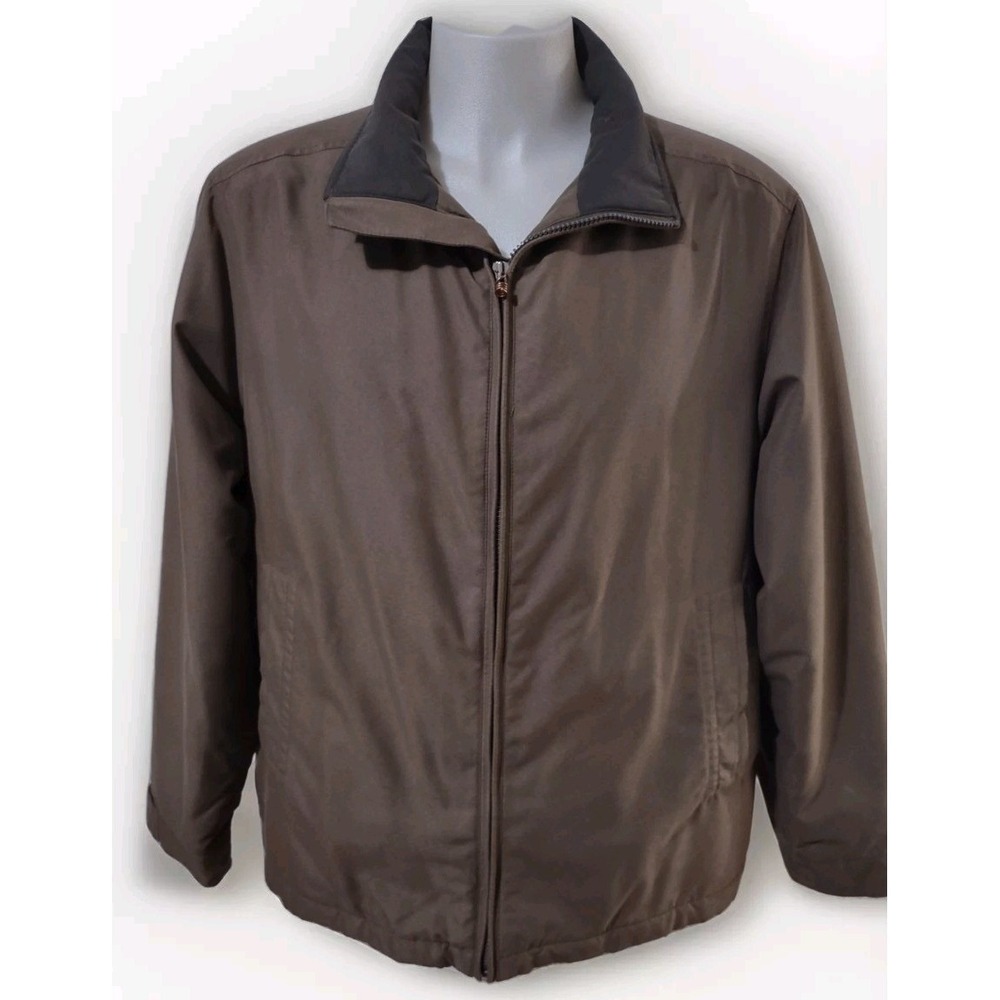 Perry Ellis Portfolio Coat Men's XL Microfiber Jacket Pockets  Full Zip Quilted
